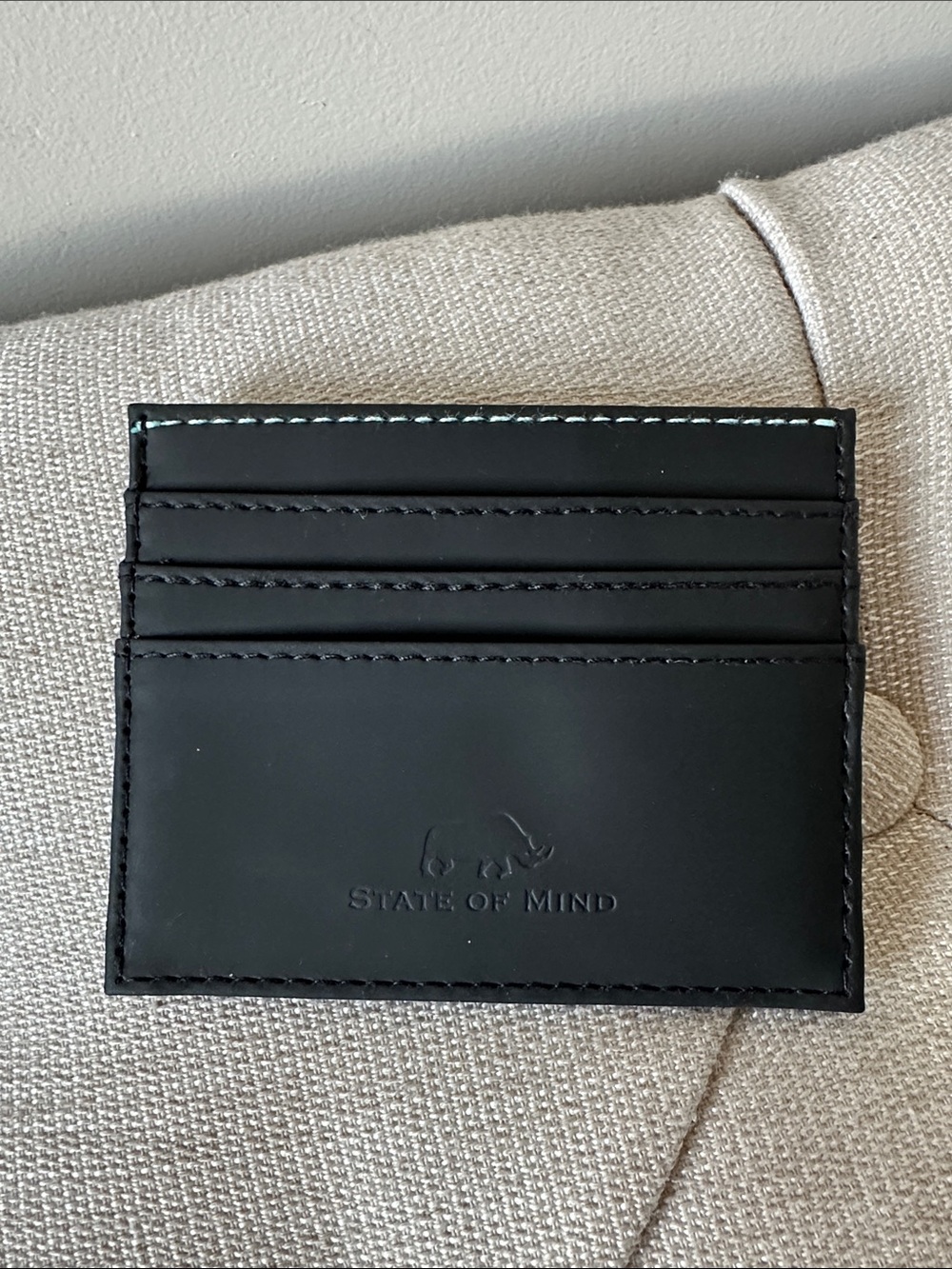 State of Mind Black Matte Vegan Leather Card Case Wallet